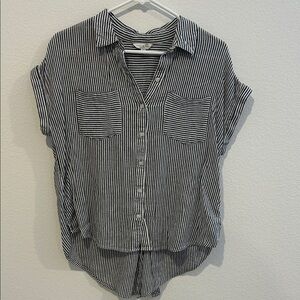 Lucky Brand Black and White Striped Button-Down Shirt